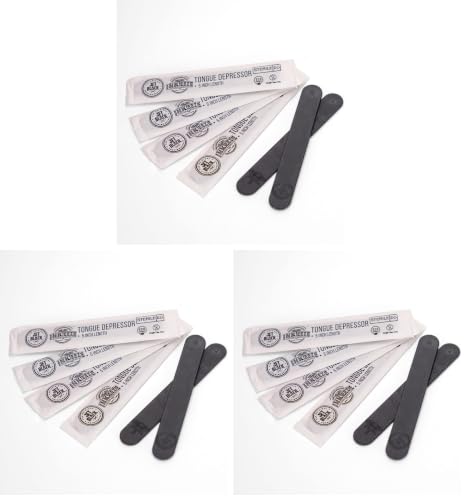 Image of Jet Black Tattoo Tongue Depressor, Eco Friendly Tattoo Supplies, 5 inch Individually packaged and EO Sterilized, Easy Transferring Ointments, 100 Count (Pack of 3)