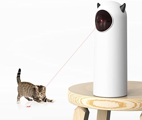 Automatic Cat Laser Toy, Interactive Laser Cat Toys USB/Batteries Power with 2 Speed Patterns 3 Modes /4 Angles, Adjustable Circling Ranges and Speed for Cats/Kitty/Dogs(White)