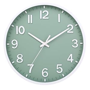 Wall Clocks Battery Operated 8 inch Modern Wall Clock,Silent Non Ticking Wall Clock for Living Room Bedroom Kitchen Office Classroom Decor (Green White)