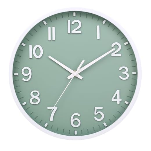 Wall Clocks Battery Operated 8 inch Modern Wall Clock,Silent Non Ticking Wall Clock for Living Room Bedroom Kitchen Office Classroom Decor (Green White)
