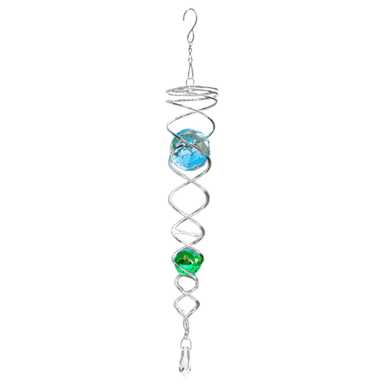 Wind Spinner Tail, Wind Spinner Stabiliser - 9 Inch Decorative Stainless Steel Wind Spinner | Wind Chime with Rotating Hook, Crystal Ball View Ball Chain, Rainbow Maker for Garden Decoration