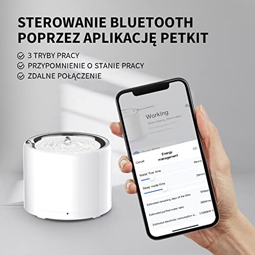 PETKIT Bezprzewodowy Dozownik Wody, Automatyczna, Inteligentna Fontanna do Picia dla Kotów i Psów, Wykończenie ze Stali Nierdzewnej, Która nie Ułatwia Rozwoju Bakteriom
