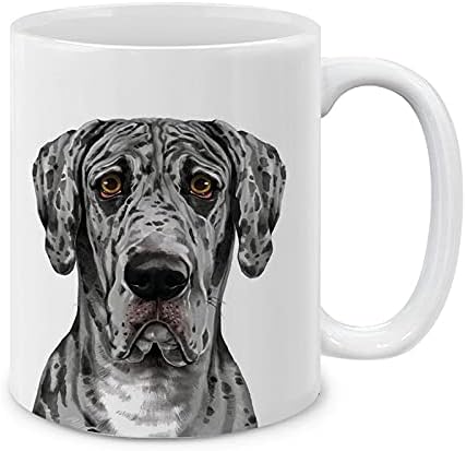 MUGBREW Cute Merle Great Dane Dog Full Portrait Ceramic Coffee Mug Tea Cup, 11 OZ