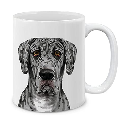 Mugbrew Cute Merle Great Dane Dog Full Portrait Ceramic Coffee Mug Tea Cup, 11 Oz #TOP1