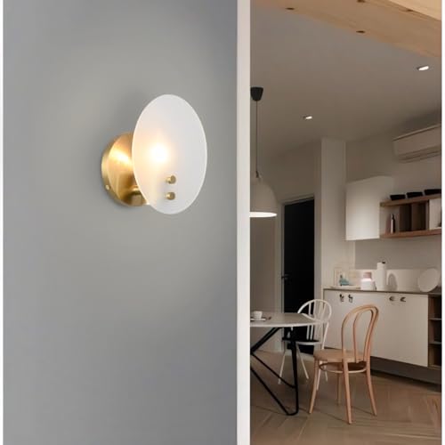 Image of Modern Candle-Inspired Brass Wall Sconces, Room Decor Wall Light Fixture with Oval Style Frosted Glass Shade, Wall Mount Light, Wall Lamp for Bedroom,Living Room, Bedside, Bathroom
