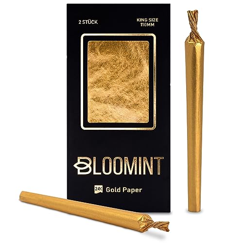 Bloomint Gold Papers 24 Karat - 2x Goldene Blunts - Kingsize Blättchen aus echtem Gold für ein luxuriöses Raucherlebnis 110x44mm Blunt Papes Zubehör