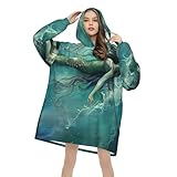 Meerjungfrau schwebt im Wasser, tragbare Decke, übergroße flauschige Decke, Hoodie für...