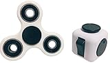 uFidget Desk Toys (2-Piece Set) - Fidget Cube and Tri-Spinner Stress Relief Toys - Improves Focus and Concentration at School and Work - Durable, Ergonomic Design - Made with Plastic
