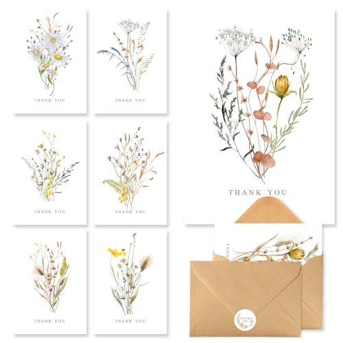 C2U Thank You Cards Bulk with Envelopes & Stickers (48 Pack) - 8 ...