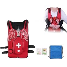 Airway Obstruction Simulation Training Wearing Vest with Back Shot, Anti Choking Obstruction Trainer Vest, Adjustable Shoulder Straps and Waist Belt, for First Responder,Red-S