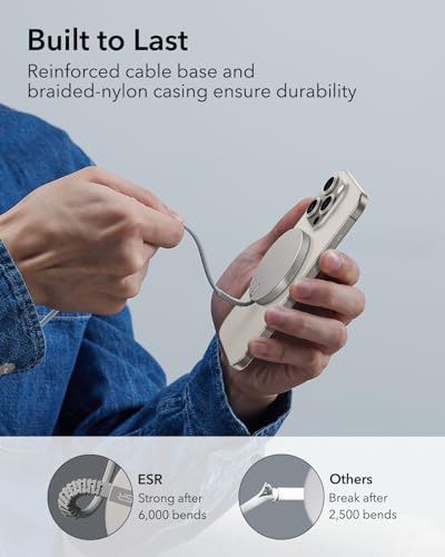 Image of ESR Magsafe Charger for iPhone, Wireless Charger Compatible with iPhone 17 /17e /16 /15 /14 /13 /12, Samsung Galaxy S26 Series, AirPods 4 /3 /AirPods Pro, Natural Titanium