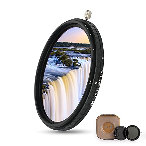 JJC 2-in-1 67mm Variable ND Filter & CPL Polarizer Filter, 5 Hard Stops ND2-ND32 Adjustable Neutral Density Filter, Including Moistureproof Storage Case and Lens Cap