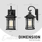 Emliviar 2-Pack Exterior Wall Mount Lights, Seeded Glass, 2084B-2BK - Image 6