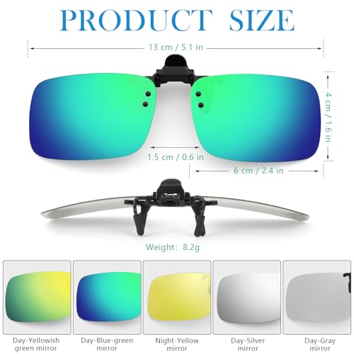 Image of Hifot Clip on Sunglasses 4 Pack,Polarized Lens Fit Over Prescription Glasses,Flip up Rimless Sunglasses
