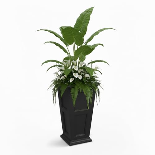 Mayne Fairview 28in Self-Watering Tall Square Planter, Black