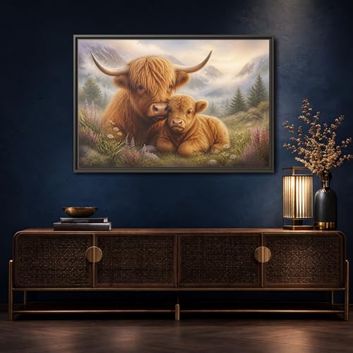 Impression vache Highland réaliste grand format avec cadre - 4