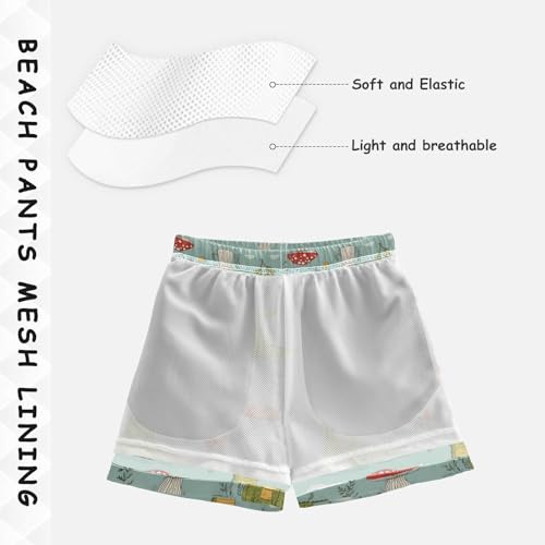 Boys Swim Trunks Alligator Mushroom Grass Toddler Swim Shorts Beach Board Shorts Swimsuit4