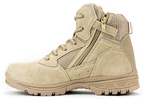 RYNO GEAR Tactical Combat Military Boots with CoolMax Lining, Contrast Stitching and Slip Resistant Sole (6" Beige, us_footwear_size_system, adult, men, numeric, medium, numeric_10)