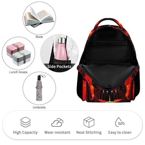 Black And Red Skull Backpack for Men Women, Durable Small Backpack Casual Lightweight Daypack for Travel Bag3