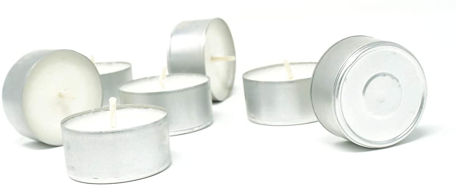 Confezione da 120 Candele Alla Citronella Naturale Cera 100% vegetale Durata 4 ore lumini in tazza di alluminio senza plastic senza paraffina e olio di palma (120 Candeline alla citronella)