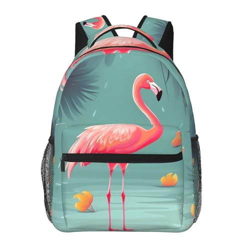 Sac à dos ordinateur portable anti-vol imprimé flamant rose pour grand voyage