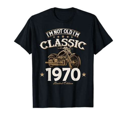 55 cumpleaños Hombre Moto Biker Motero Camiseta Vintage 1970 Camiseta
