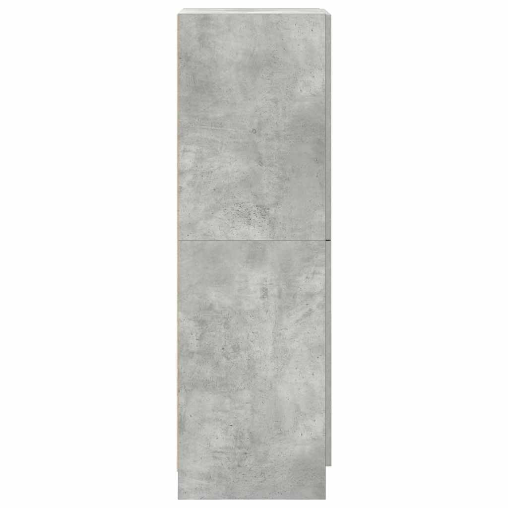 Mobile da cucina in legno grigio cemento, 38 x 41,5 x 131,5 cm, con molto spazio, ante e ripiani, autoportante come mobiletto, credenza o dispensa per cucina e sala da pranzo