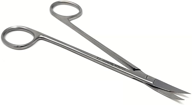 Multifunction Micro IRIS Dissecting Scissors 6" Stainless Steel Shears with Pointed Sharp Tip Curved Blades for Detail Cutting, Trimming, Lab Scissors