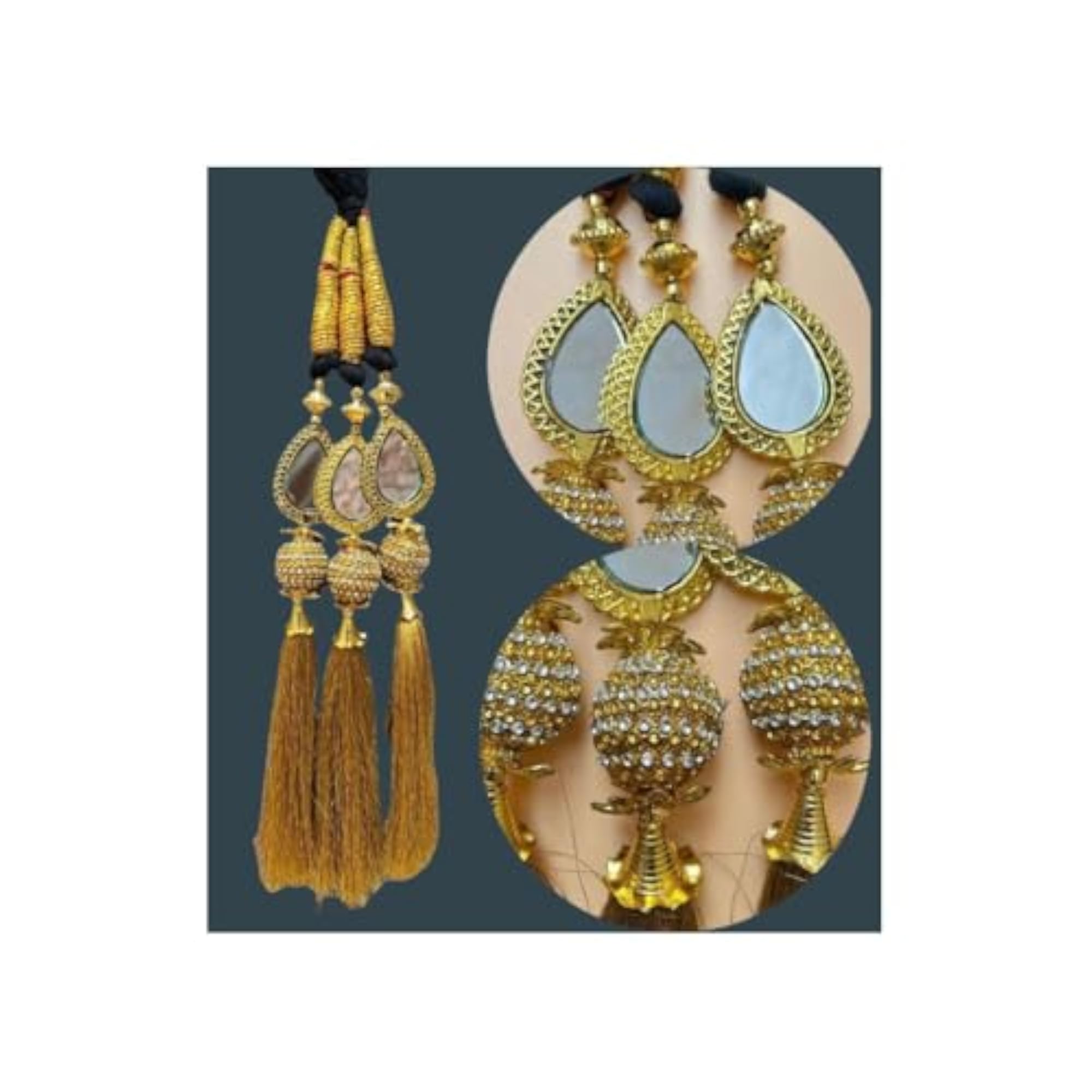 Women's Heavy Handmade Multicolor Paranda Hair Extension with Mirror Work