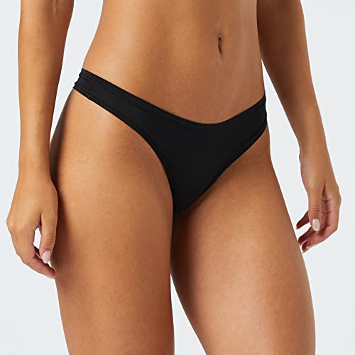 Amazon Essentials Women's Thong Underwear, Pack Of 6, Black/Soft Petal, Medium #TOP1