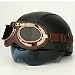CFZWJ Retro Deutscher Stil Leder Open Face Motorradhelm Vintage Halbhelm mit Schutzbrille,ECE-Zulassung für Männer Frauen Motorrad Roller Cruiser ATV Helm