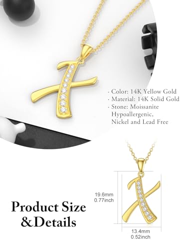 14k Gold Initial Necklace for Women, Solid Gold Moissanite Letter Pendant Necklaces Jewelry for Her Birthday Valentines Day Gifts for Mom Wife Christmas Gifts for Girlfriend Sister3