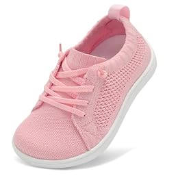LeIsfIt Toddler Shoes Boys Girls Wide Barefoot Sneakers Kids Zero Drop Minimalist Sneakers Slip on Tennis Shoes Pink 12 Little Kid