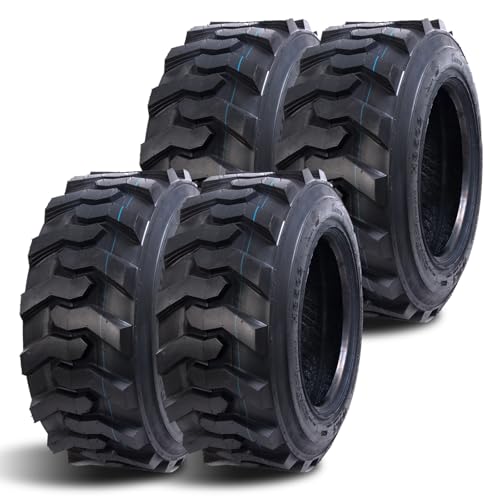 Set of 4 HALBERD 10-16.5 Skid Steer Tires, 10PR Heavy-Duty Construction, Large Tread Pattern Premium Wear Resistance Tires for Skid Steer Loader, Tubeless