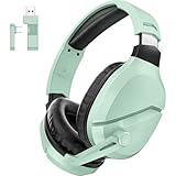 WolfLawS Wireless Gaming Headset with Noise Canceling Microphone for PS5, PC, PS4, 2.4G/Bluetooth Gaming Headphones with USB and Type-c Connector, Wired Mode for Controller (Green)