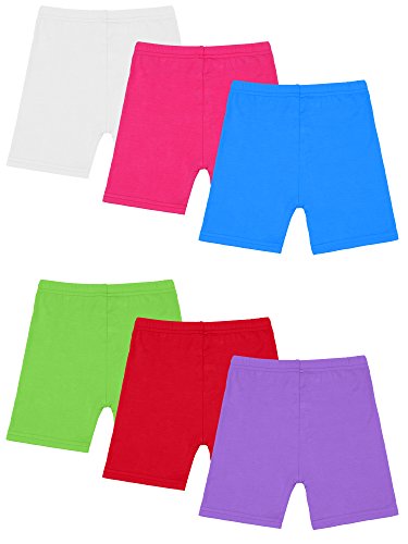 Resinta 6 Pack Black Dance Shorts Girls Bike Short Breathable and Safety 6 Color (White,Blue,Green,red,Rose,Purple, 6-7 Years)