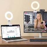 Ring Light with Stand for Laptop Computer Desk, 5" light Ring for Video Calls Conference, 3000K to 6500K Continuous Output Lighting for Webcam, Monitor, Selfie, Zoom Meeting, Makeup, Tiktok(White)