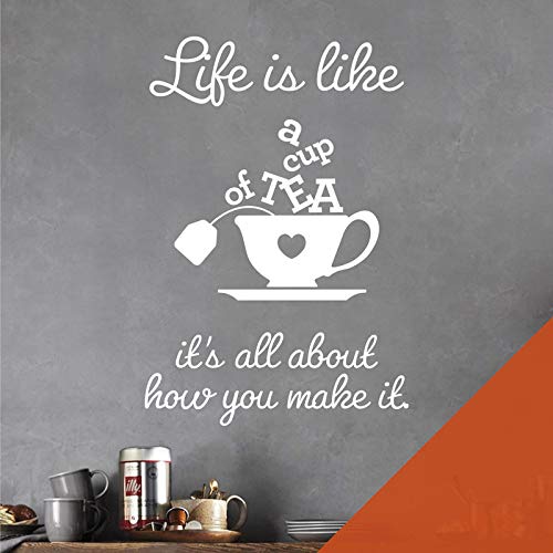 Life is Like a Cup of Tea. It's All About How You Make it - Wall Sticker Quote Kitchen Decal [Large] [Orange] — image 1