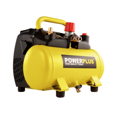 Powerplus Kompressor POWX1721 Luftdruckkompressor ölfrei mit 6l Tank - Luftkompressor mit Druckluft als Luftpumpe für Fahrrad - Kompressor mit 1100 W und 8 bar