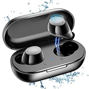 Lanteso Wireless Earbuds, Bluetooth Ear Buds with Mics Clear Call Touch Control IPX5 Waterproof in Ear Headphones with Bass Sound for iPhone Android,Workout