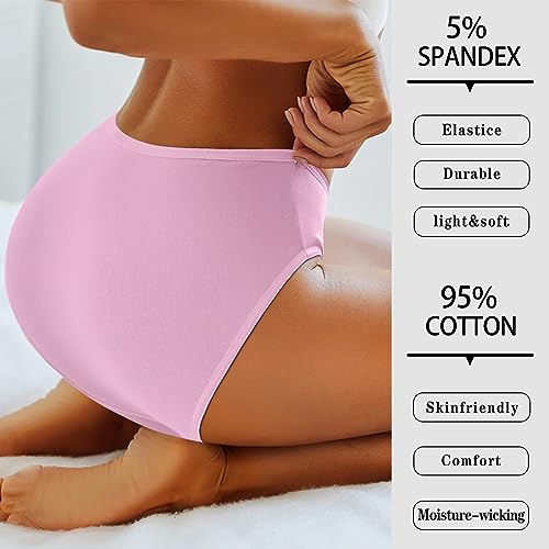 Image of Women's High Waist Cotton Underwear Soft Brief Panties Decorated with Lace Regular and Plus Size