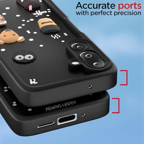 Image of Outlouders Back Cover for Samsung Galaxy M36 5G | 3D Cartoon Bear Cute Fun Silicone Full Body Protection Bumper Case (Black)