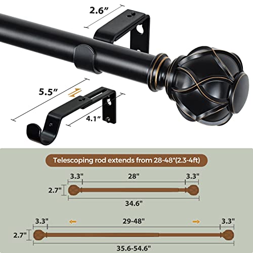 Kamanina TW-010030219-US-F1 1 Inch Curtain Rod Telescoping Single Drapery Rod 28 To 48 Inches thumb #5