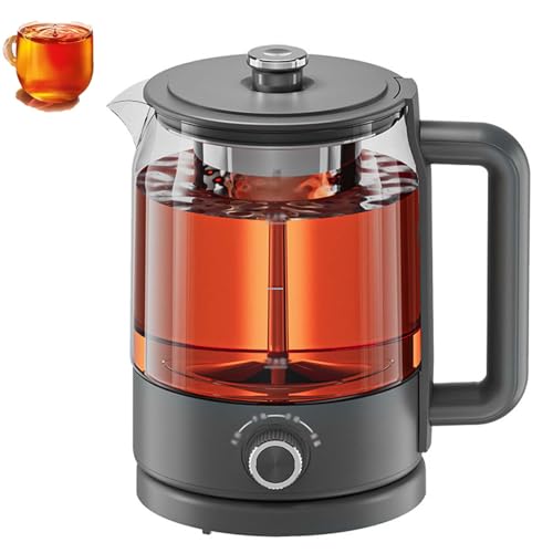 Bollitore elettrico automatico, teiera in vetro da 1,2 litri con 4 velocità di infusione e spruzzo di vapore, bollitore programmabile da 600 W a riscaldamento rapido per uso domestico e in ufficio