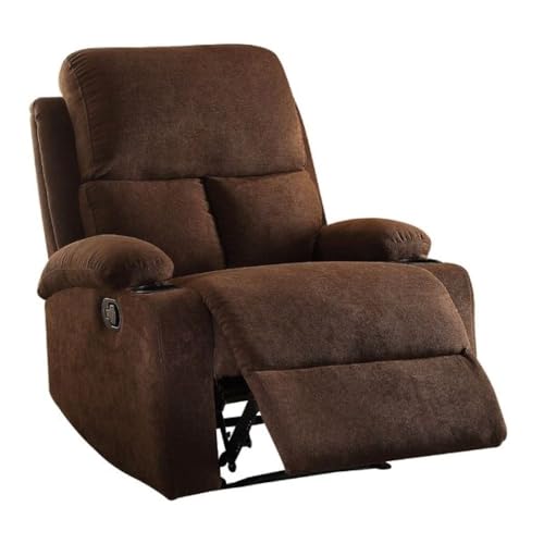 Image of Torque Fabio Fabric 1 Seater Recliner Sofa with Cup Holder Brown | Manual Recliner Sofa 1 Seater | Recliner Chair for Home Valentine Gifts Office Work Study