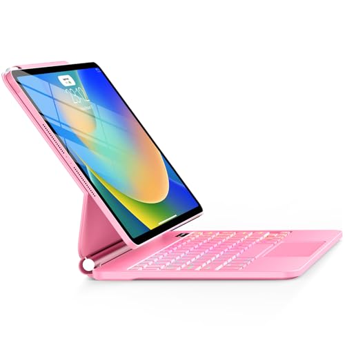 ALIWLHOF iPad ��9����P�[�X �L�[�{�[�h�t�� Magic ���C�L�[�{�[�h�P�[�X iPad 10.2 ��9����/��8����/��7���� & Air 3 Pro 10.5�p �}���`�^�b�`�g���b�N�p�b�h - �o�b�N���C�g - �t���[�e�B���O�J���`���o�[