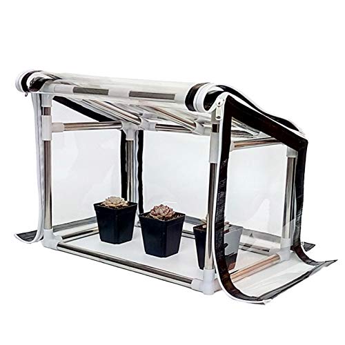 ZHDLdpUS Mini invernadero de mesa, invernadero portátil para plantas pequeñas, refugio de flores, casa de crecimiento de plantas, cubierta de PVC transparente, diseño de techo inclinado para jardín