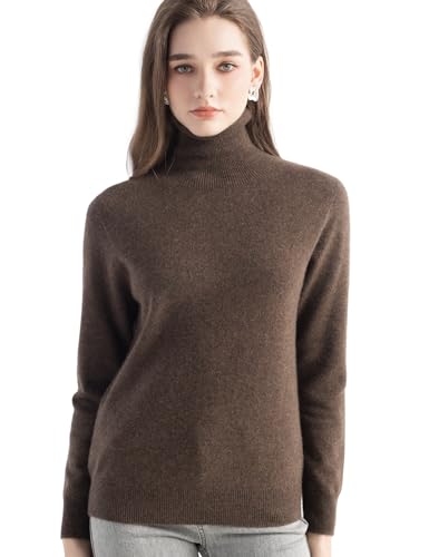 Chanyarn Women's Pure Cashmere Turtleneck Sweater