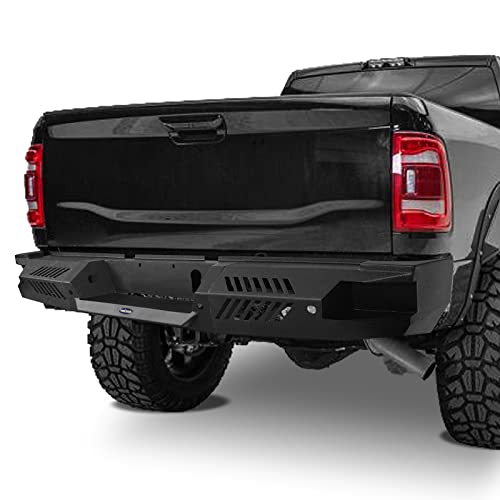 Hooke Road 19-23 Ram Front Winch Bumper W/Skid Plate & Rear Bumper Kit For 2019 2020 2021 2022 2023 Dodge Ram 2500 3500 #TOP6