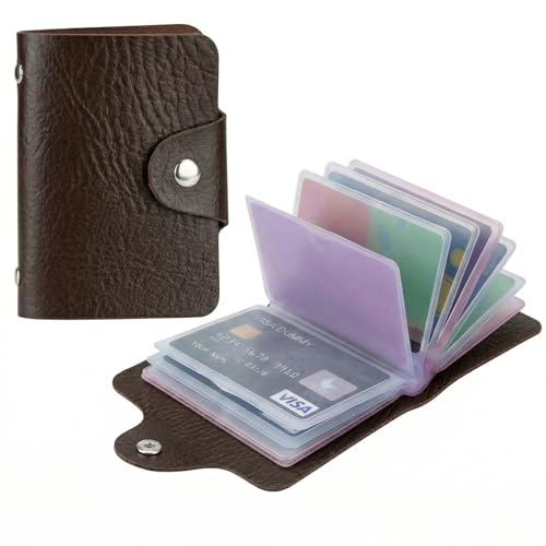 Image of Kraptick Card Holder Wallet for Men & Women - Credit Card Holder Organizer Multi Slot Card Case Wallet Compact Visiting Card Holder Slim Pocket Card Organizer for Daily Use & Travel (Brown)